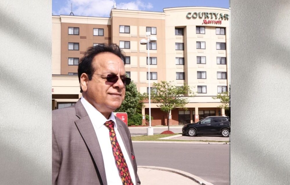 Kuldeep Sharma outside Courtyard Marriott